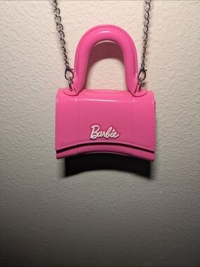 Barbie Mini Top-Handle Bag in Bright Pink with Silver Chain